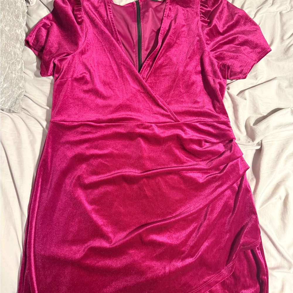 Pink Velvet Wrap Dress